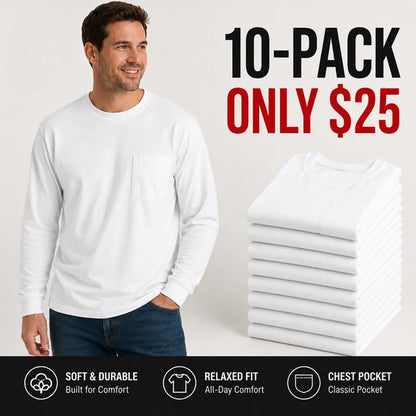 🔥Men's Heavyweight Cotton Pocket T-Shirt – Relaxed Fit Everyday Casual Tee | Big & Tall Available