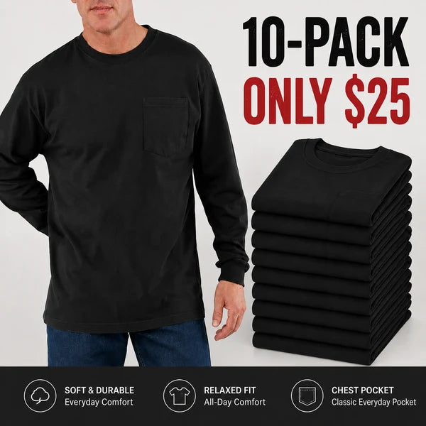 🔥Men's Heavyweight Cotton Pocket T-Shirt – Relaxed Fit Everyday Casual Tee | Big & Tall Available