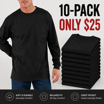 🔥Men's Heavyweight Cotton Pocket T-Shirt – Relaxed Fit Everyday Casual Tee | Big & Tall Available